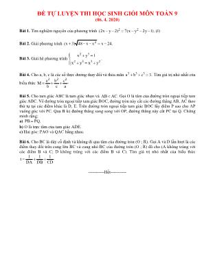 Đề tự luyện thi học sinh giỏi môn Toán Lớp 9 (Ngày 06. 04. 2020)