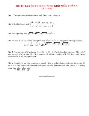 Đề tự luyện thi học sinh giỏi môn Toán Lớp 9 (Ngày 20. 04. 2020)