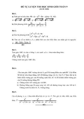 Đề tự luyện thi học sinh giỏi Toán Lớp 9 (Ngày 24. 02. 2020)