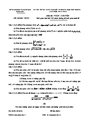 Đề tuyển sinh vào Lớp 10 THPT môn Toán (Chuyên) - Năm học 2015-2016 - Sở giáo dục và đào tạo Đăk Lăk (Có đáp án)
