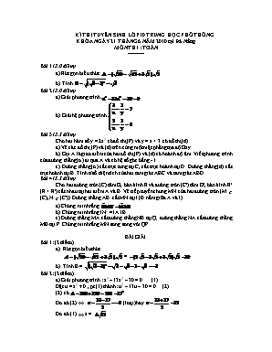 Đề tuyển sinh vào Lớp 10 THPT môn Toán năm 2010 - Sở giáo dục và đào tạo Đà Nẵng (Có đáp án)