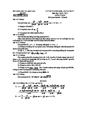 Đề tuyển sinh vào Lớp 10 THPT môn Toán - Năm học 2010-2011 - Sở giáo dục và đào tạo Hà Nội (Có đáp án)