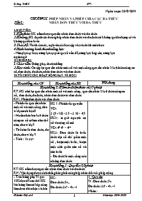 Giáo án Đại số Lớp 8 - Chương trình cả năm - Năm học 2019-2020