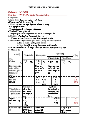 Giáo án Đại số Lớp 8 - Tiết 40: Kiểm tra Chương II - Năm học 2019-2020