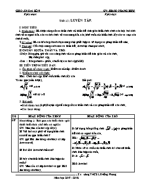 Giáo án Đại số Lớp 9 - Tiết 12: Luyện tập - Năm học 2017-2018 - Phạm Quang Huy