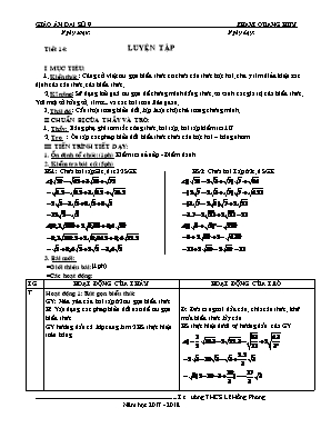 Giáo án Đại số Lớp 9 - Tiết 14: Luyện tập - Năm học 2017-2018 - Phạm Quang Huy