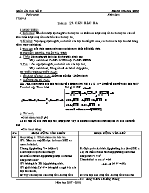 Giáo án Đại số Lớp 9 - Tiết 15: Căn bậc ba - Năm học 2017-2018 - Phạm Quang Huy