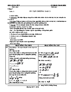 Giáo án Đại số Lớp 9 - Tiết 17: Ôn tập Chương I (Tiết 2) - Năm học 2017-2018 - Phạm Quang Huy