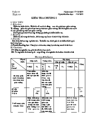 Giáo án Đại số Lớp 9 - Tiết 19: Kiểm tra Chương I - Năm học 2019-2020