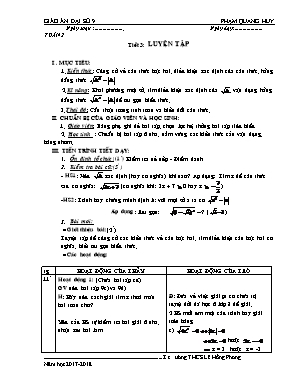 Giáo án Đại số Lớp 9 - Tiết 3: Luyện tập - Năm học 2017-2018 - Phạm Quang Huy