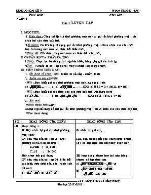 Giáo án Đại số Lớp 9 - Tiết 5: Luyện tập - Năm học 2017-2018 - Phạm Quang Huy