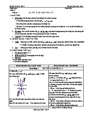 Giáo án Đại số Lớp 9 - Tiết 64: Ôn tập Chương IV - Năm học 2016-2017 - Phạm Quang Huy