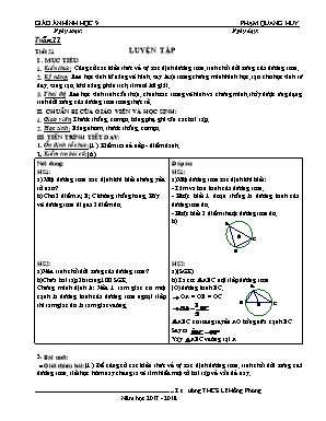 Giáo án Hình học Lớp 9 - Tiết 21: Luyện tập - Năm học 2017-2018 - Phạm Quang Huy