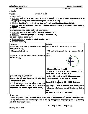 Giáo án Hình học Lớp 9 - Tiết 23: Luyện tập - Năm học 2017-2018 - Phạm Quang Huy