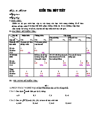 Giáo án Hình học Lớp 9 - Tiết 29: Kiểm tra một tiết