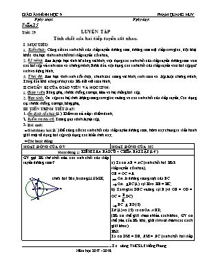 Giáo án Hình học Lớp 9 - Tiết 29: Luyện tập - Năm học 2017-2018 - Phạm Quang Huy