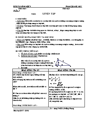 Giáo án Hình học Lớp 9 - Tiết 3: Luyện tập - Năm học 2017-2018 - Phạm Quang Huy