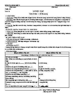 Giáo án Hình học Lớp 9 - Tiết 38: Luyện tập góc ở tâm - Số đo cung - Năm học 2017-2018 - Phạm Quang Huy