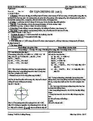 Giáo án Hình học Lớp 9 - Tiết 55: Ôn tập Chương III (Tiết 1) - Năm học 2016-2017 - Phạm Quang Huy