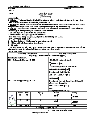 Giáo án Hình học Lớp 9 - Tiết 61: Luyện tập (Hình nón) - Năm học 2016-2017 - Phạm Quang Huy