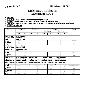 Giáo án môn Hình học Lớp 8 - Tiết 55: Kiểm tra Chương III - Năm học 2018-2019
