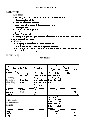 Giáo án Toán Lớp 8 - Kiểm tra học kỳ I - Năm học 2019-2010 - Trường THCS - THPT Long Hưng