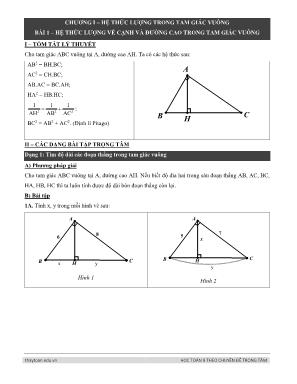 Học Toán theo chuyên đề trọng tâm - Chương I: Hệ thức lượng trong tam giác vuông - Bài 1: Hệ thức lượng về cạnh và đường cao trong tam giác vuông