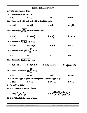 Học Toán theo chuyên đề trọng tâm - Kiểm tra 45 phút