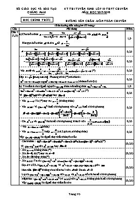 Hướng dẫn chấm đề thi tuyển sinh vào Lớp 10 THPT chuyên môn Toán - Năm học 2017-2018 - Sở giáo dục và đào tạo Quảng Nam
