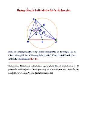 Hướng dẫn giải bài hình học Lớp 9 thử thách rất đơn giản