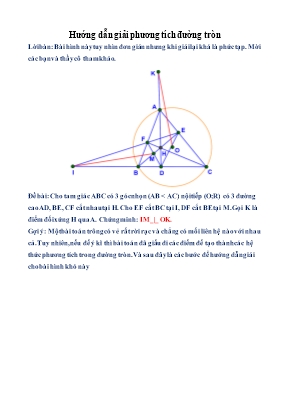Hướng dẫn giải phương tích đường tròn - Hình học Lớp 9
