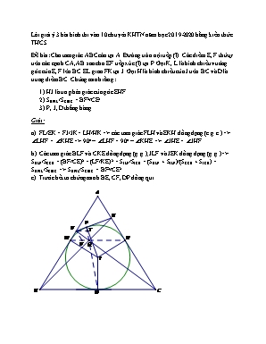 Lời giải ý 3 bài hình học đề thi vào Lớp 10 chuyên KHTN bằng kiến thức THCS - Năm học 2019-2020