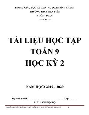 Tài liệu học tập Toán 9 học kỳ 2 - Năm học 2019-2020 - Trường THCS Điện Biên