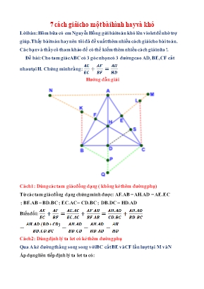 7 cách giải cho một bài Hình học Lớp 9 hay và khó