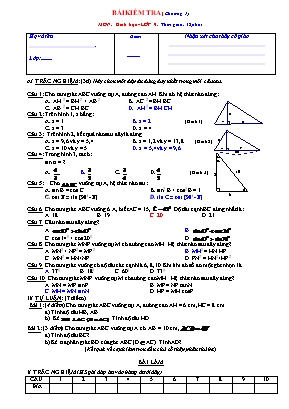 Bài kiểm tra Chương I môn Hình học Lớp 9 (Có đáp án)