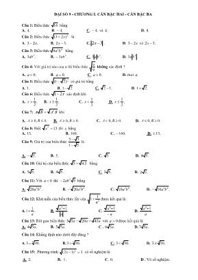 Bài tập ôn thi Tốt nghiệp THPT môn Đại số Lớp 9 - Chương I: Căn bậc hai - Căn bậc ba