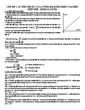 Bài tập Vật lý Lớp 9 - Chủ đề 1: Sự phụ thuộc của cường độ dòng điện vào hiệu điện thế - Định luật Ôm
