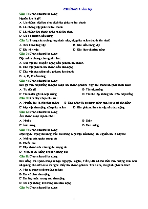 Bộ 30 câu trắc nghiệm luyện tập Chương II môn Vật lý Lớp 7