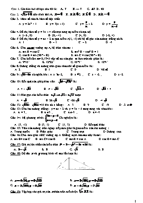 Bộ câu hỏi ôn tập kiểm tra học kì I môn Toán Lớp 9
