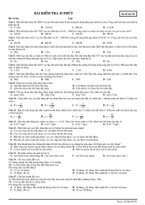 Bộ đề kiểm tra 1 tiết môn Vật lý Lớp 9 (Có đáp án)