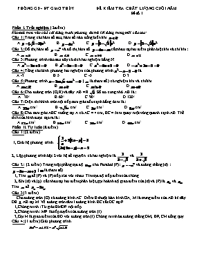 Bộ đề kiểm tra chất lượng cuối năm môn Toán Khối 9
