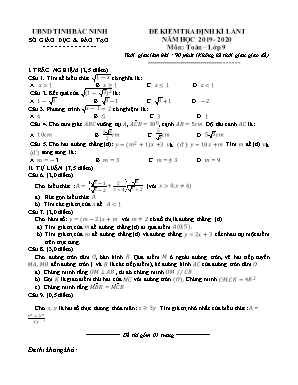 Bộ đề kiểm tra định kì lần 1 môn Toán Lớp 9 - Sở giáo dục và đào tạo Bắc Ninh (Có đáp án)