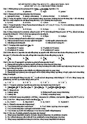 Bộ đề ôn tập kiểm tra học kỳ 2 môn Vật lý Lớp 12 – Năm học 2018-2019