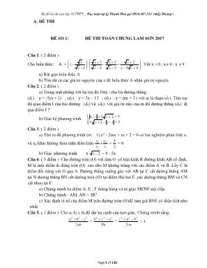 Bộ đề ôn thi vào Lớp 10 THPT môn Toán - Thầy Hoàng