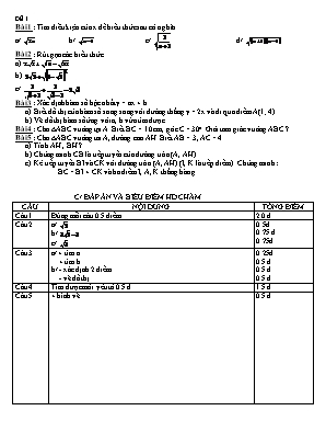 Bộ đề thi thử học kì I môn Toán Lớp 9 (Có đáp án)