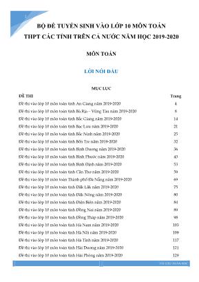 Bộ đề tuyển sinh vào Lớp 10 môn Toán THPT các tỉnh trên cả nước - Năm học 2019-2020