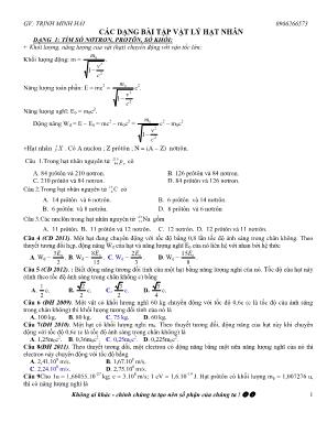 Các dạng bài tập Vật lý hạt nhân - Trịnh Minh Hải
