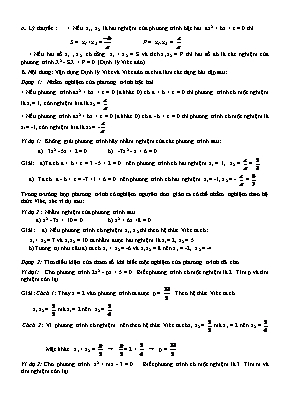 Chuyên đề Đại số Lớp 9: Ứng dụng của hệ thức Vi-et