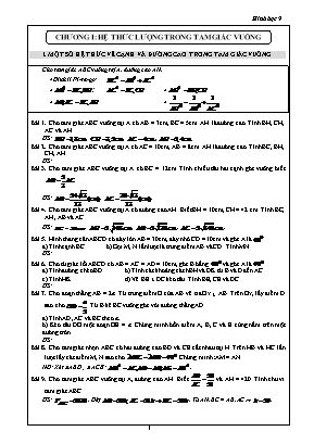 Đề cương Hình học Lớp 9 - Chương I: Hệ thức lượng trong tam giác vuông