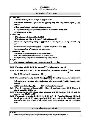 Đề cương ôn tập Hình học Lớp 9 - Chương III: Góc với đường tròn